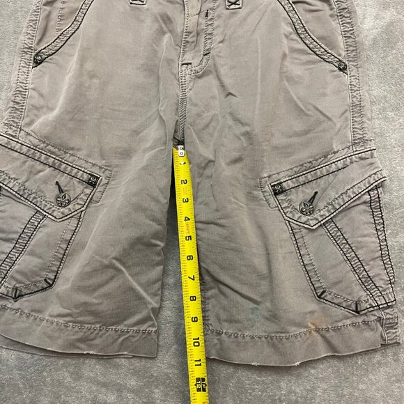 Rock Revival Mens Gray Cargo Embroidered Pocket Slim Fit Jean Shorts Size 33 - Picture 5 of 14